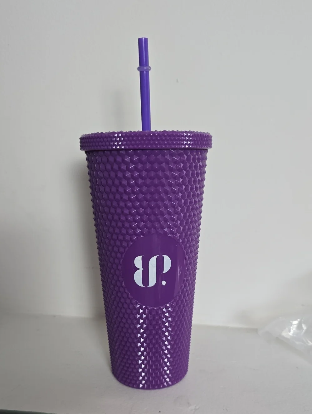 bp Purple Studded Cold Cup with Straw - Textured Party Tumbler